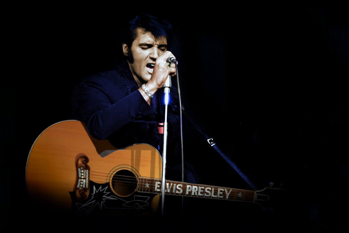Elvis Presley on stage, 1969.